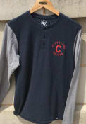 Cleveland Indians 47 Match Henley Fashion T Shirt - Navy Blue