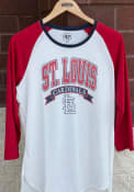 St Louis Cardinals Womens 47 Campus Arch Splitter 3/4 Raglan T-Shirt - White