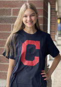 Cleveland Indians 47 Logo Imprint T Shirt - Navy Blue