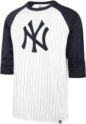 New York Yankees 47 Pinstripe Raglan Club Fashion T Shirt - White