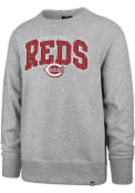 Cincinnati Reds 47 Varsity Block Headline Crew Sweatshirt - Grey