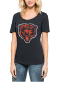 47 Chicago Bears Womens Lux Sequin Navy Blue Scoop T-Shirt