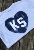 Original Retro Brand Kansas Light Blue Heart Initials Short Sleeve T Shirt