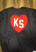 Original Retro Brand Kansas Navy Blue Heart Initials Short Sleeve T Shirt