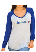 Original Retro Brand Kansas Jayhawks Juniors Grey Raglan Arrow T-Shirt