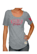 Original Retro Brand Wisconsin Badgers Womens Streaky Grey Scoop T-Shirt