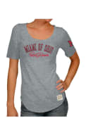 Original Retro Brand Miami Redhawks Womens Streaky Grey Scoop T-Shirt