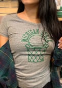 Original Retro Brand Michigan State Spartans Womens Grey Arched Hoop T-Shirt