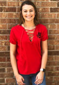 Kansas City Monarchs Womens Original Retro Brand Lace Up T-Shirt - Red