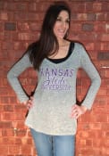 K-State Wildcats Womens Original Retro Brand Aubrey V-Neck T-Shirt - Grey