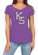 K-State Wildcats Womens Original Retro Brand Megan Vintage V-Neck T-Shirt - Purple