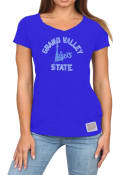 Grand Valley State Lakers Womens Original Retro Brand Megan V Neck T-Shirt - Blue