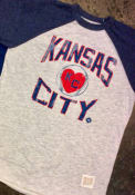 Kansas City Monarchs Original Retro Brand Heart Kansas City T Shirt - Navy Blue