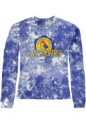 Kansas Jayhawks Womens Original Retro Brand Tie Dye Crop Crew Sweatshirt - Blue