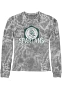 Michigan State Spartans Womens Original Retro Brand Tie Dye Crop Crew Sweatshirt - Grey