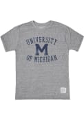 Michigan Wolverines Original Retro Brand Full School Name Fashion T Shirt - Grey