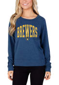 Milwaukee Brewers Womens Mainstream Crew Sweatshirt - Navy Blue