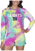 New York Giants Womens Tie Dye Long Sleeve PJ Set - Yellow