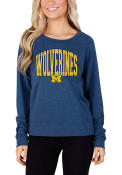 Michigan Wolverines Womens Mainstream Crew Sweatshirt - Navy Blue