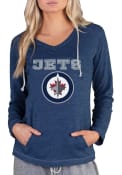 Winnipeg Jets Womens Mainstream Terry Hooded Sweatshirt - Navy Blue