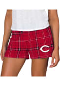 Cincinnati Reds Womens Ultimate Flannel Shorts - Black