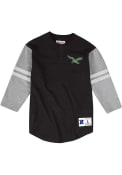 Philadelphia Eagles Mitchell and Ness Team Henley Fashion T Shirt - Black
