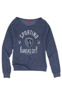 Sporting Kansas City Womens Mitchell and Ness Pick-Up Game Crew Sweatshirt - Navy Blue