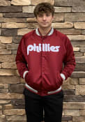 Philadelphia Phillies Mitchell and Ness Satin Jacket Light Weight Jacket - Maroon