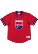 Kansas City Kings Mitchell and Ness Unbeaten Mesh V-Neck Fashion T Shirt - Red