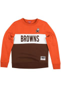 Cleveland Browns Womens Mitchell and Ness Colorblock Crew Sweatshirt - Orange