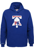 Philadelphia 76ers Youth Mitchell and Ness Retro Logo Hooded Sweatshirt - Blue