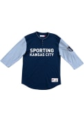 Sporting Kansas City Mitchell and Ness Henley Fashion T Shirt - Navy Blue