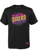 Philadelphia 76ers Youth Mitchell and Ness Light It Up T-Shirt - Black
