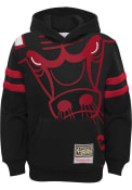 Chicago Bulls Youth Mitchell and Ness Big Face Hooded Sweatshirt - Black