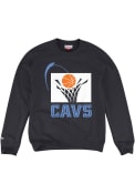 Cleveland Cavaliers Mitchell and Ness Throwback Crew Sweatshirt - Black