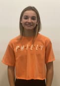 Philadelphia Women's Orange Dots Wordmark Cropped Short Sleeve T-Shirt