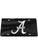 Alabama Crimson Tide Silver Team Logo Black Car Accessory License Plate
