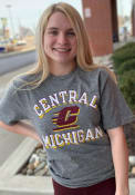 Central Michigan Chippewas Rally Number One Graphic Distressed Fashion T Shirt - Grey