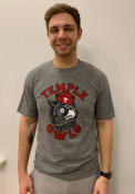 Temple Owls Rally Vault Owl Fashion T Shirt - Grey