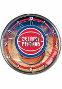 Detroit Pistons Chrome Wall Clock
