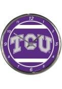 TCU Horned Frogs Chrome Wall Clock