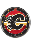 Calgary Flames Chrome Wall Clock