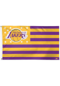 Los Angeles Lakers 3x5 Star Stripes Gold Silk Screen Grommet Flag