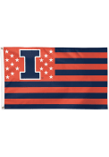 Illinois Fighting Illini 3x5 Star Stripes Orange Silk Screen Grommet Flag