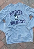 K-State Wildcats Rally Number One Distressed Triblend Fleece Fashion Sweatshirt - Grey
