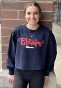 Cleveland Womens Cooper Hippie Font Crew Sweatshirt - Navy Blue