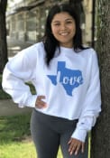 Texas Womens State Shape Love Crew Sweatshirt - White