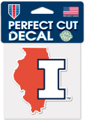 Illinois Fighting Illini 4X4 Perfect Cut Color Auto Decal - Orange