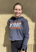 Detroit Women's Navy Bars Wordmark Long Sleeve Crop Hood