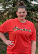 Cleveland Women's Red Cheetah Wordmark Short Sleeve T-Shirt
